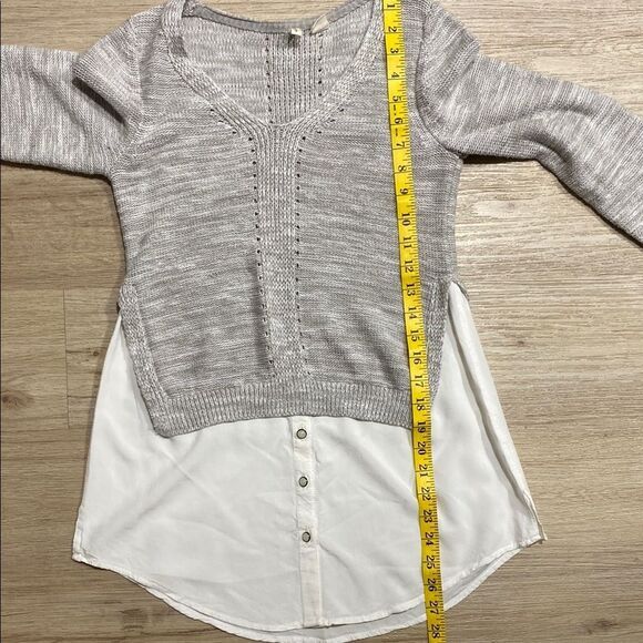 Moth Anthropologie Gray Knit‎ & White Blouse Layered Two in One Top | XS - Picture 10 of 12